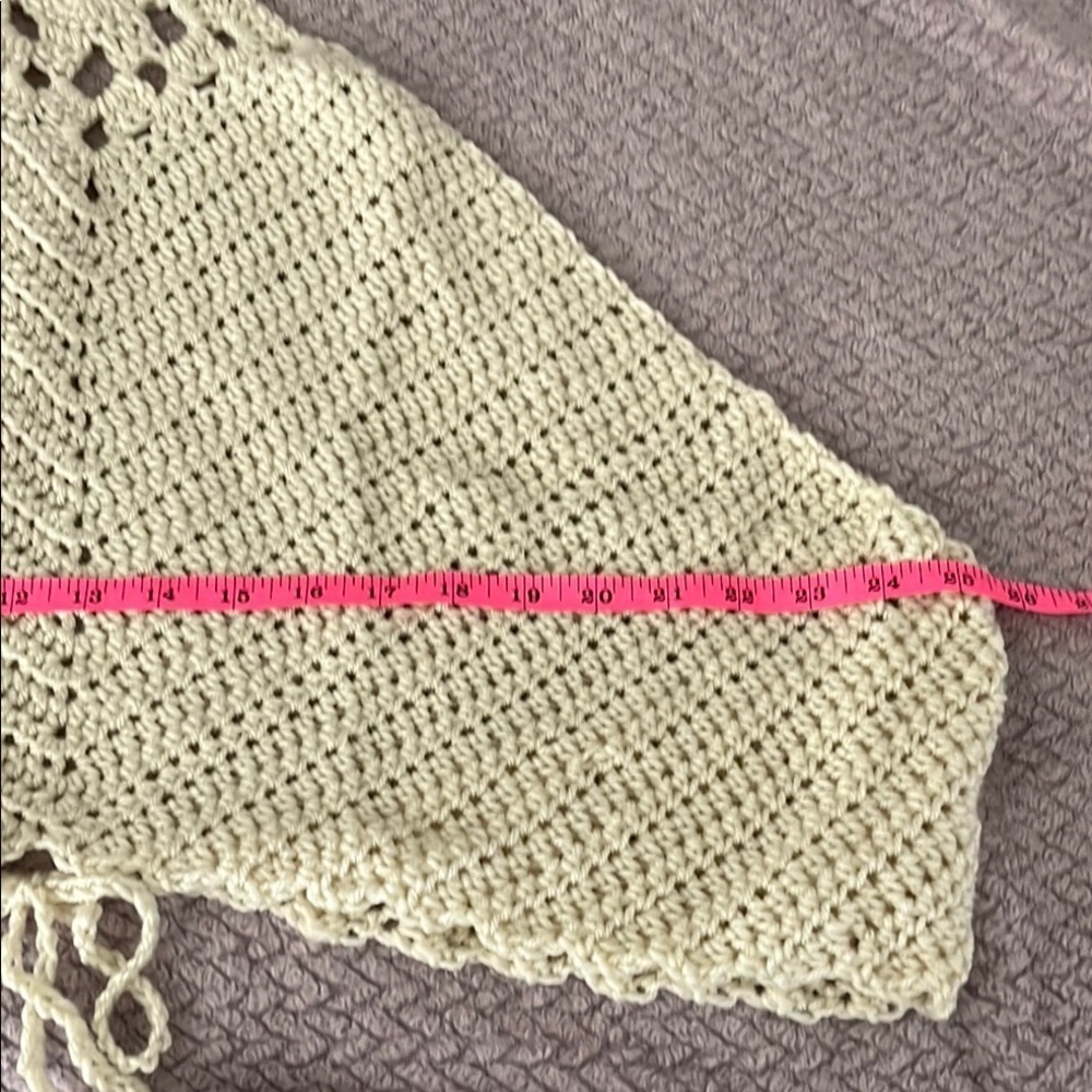 Homemade Elegant Cream Crochet Halter Top Size Large NWOT - Picture 5 of 6